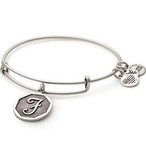 Alex and Ani Silver Charm Bangle Bracelet “F”